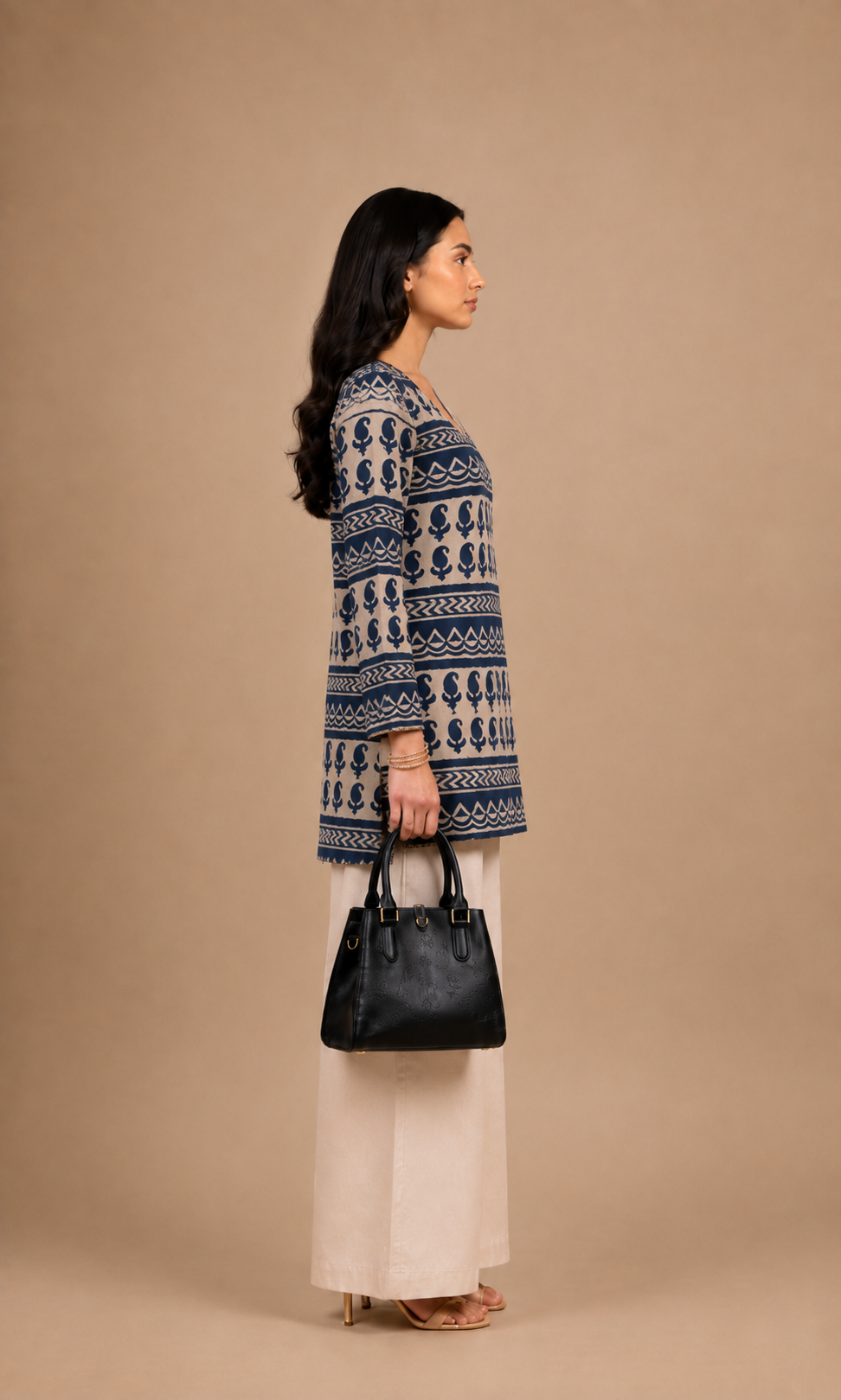 Indigo Ethnic Block Print Cotton Short Kurti