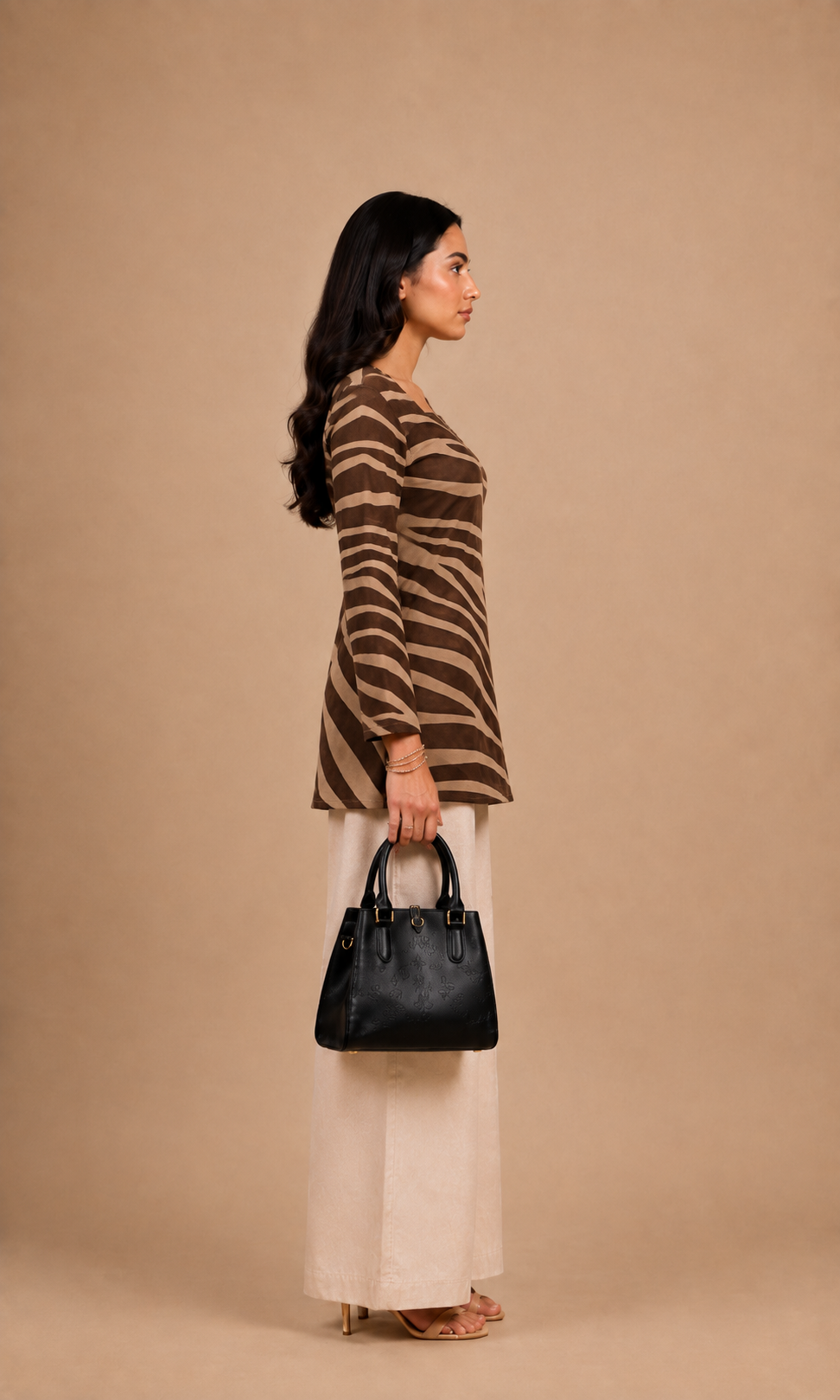 Brown Zebra Print Straight Kurti