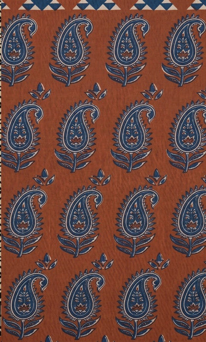 Rust Brown & Navy Blue Printed Short Kurti