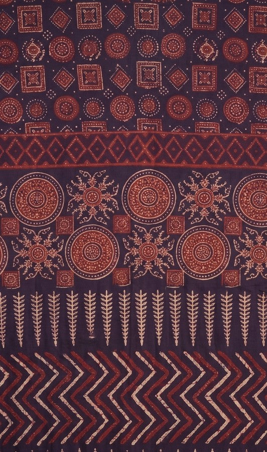 Navy Blue Ethnic Printed Straight Kurti