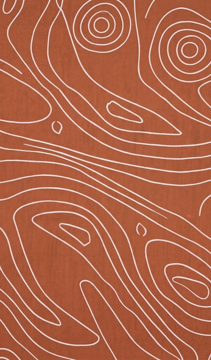 Rust Brown Abstract Line Print Straight Kurti