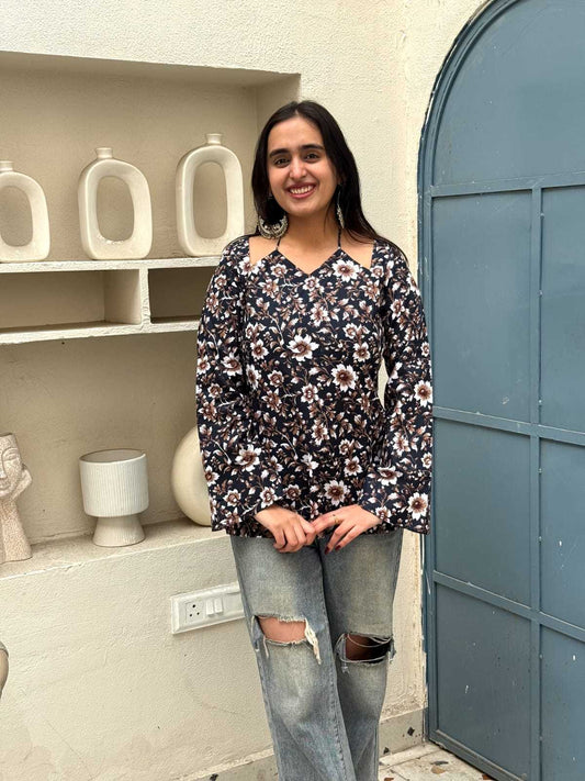 Midnight Bloom Floral Kurti