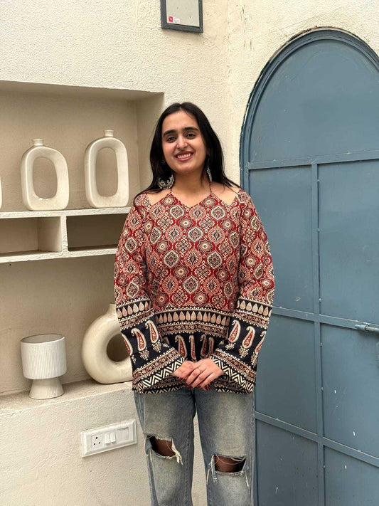 Ajrakh Border kurti